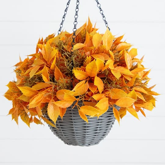 22" UV Resistant Autumn Artificial Fall Foliage Hanging Basket